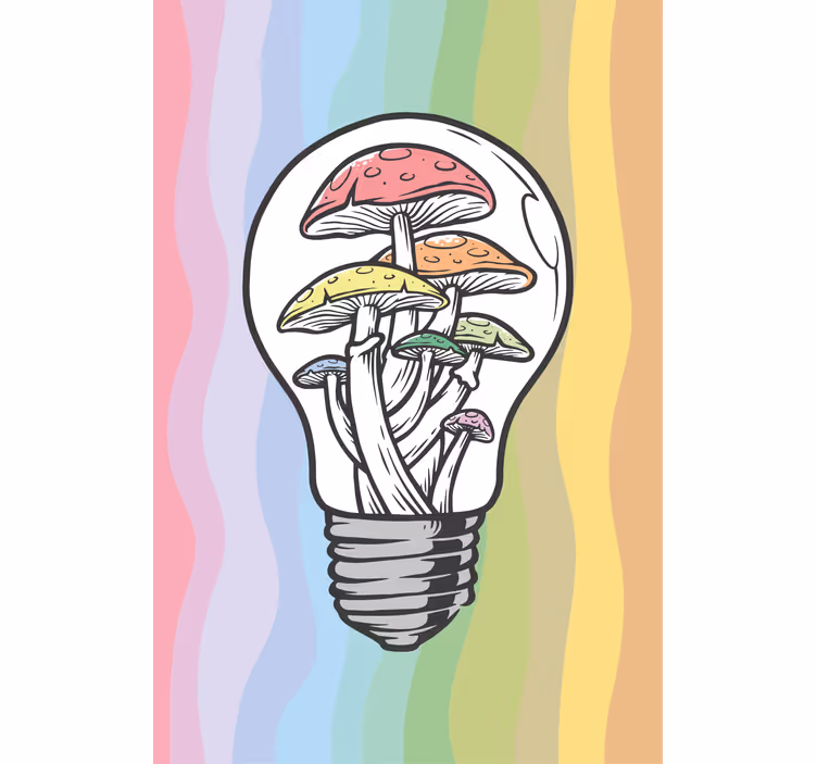 Mushroom Lightbulb Art flowers and plants roller blind - TenStickers