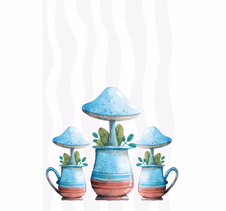 Mushroom Plant Pots flowers and plants roller blind - TenStickers