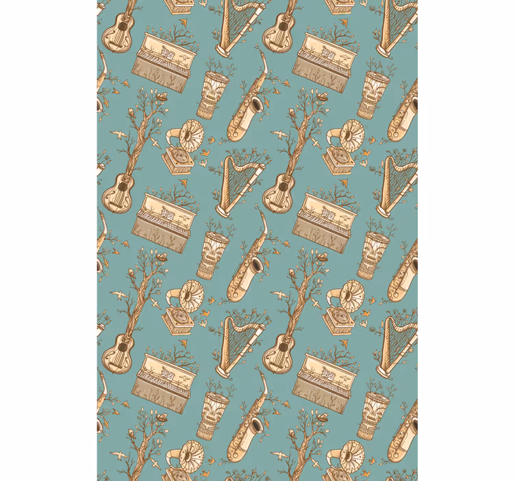Vintage musical instruments teenage bedroom roller blind - TenStickers