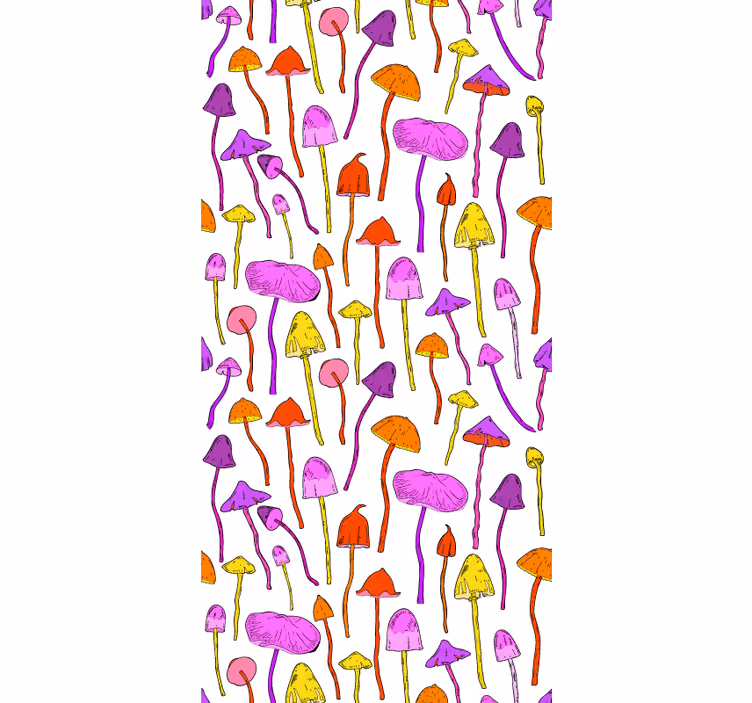 Lively mushroom theme flowers and plants roller blind - TenStickers