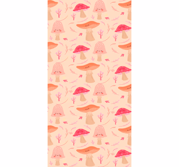Pink ushroom patterns flowers and plants roller blind - TenStickers