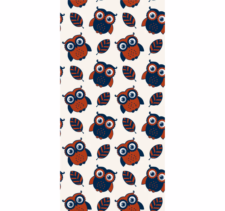 Cartoon Owls and Leaves animal roller blind - TenStickers