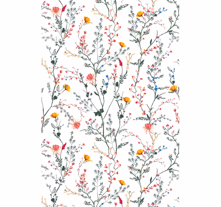 Floral Bird Pattern flowers and plants roller blind - TenStickers
