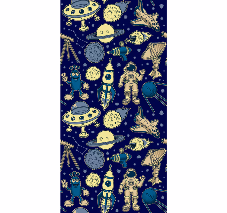 Space characters children room roller blind - TenStickers