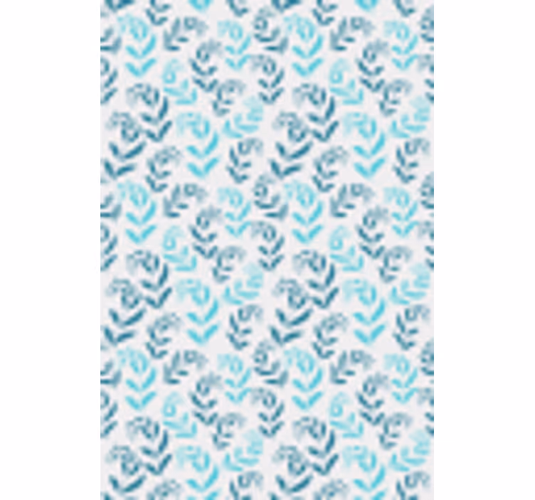 Blue stylised leaf pattern flowers and plants roller blind - TenStickers