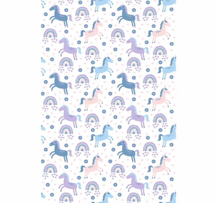 Blue unicorns and rainbows children room roller blind - TenStickers