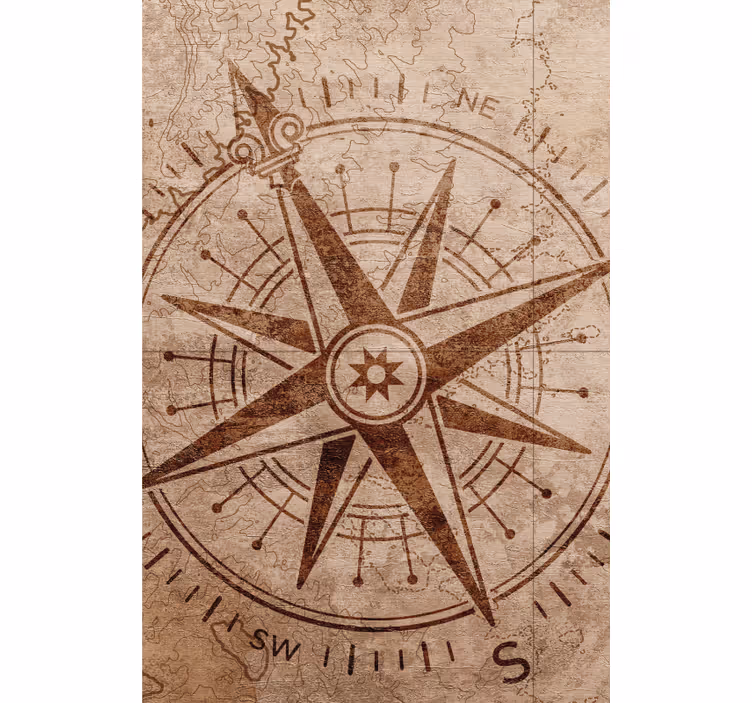 VINTAGE COMPASS DESIGN world map roller blind - TenStickers