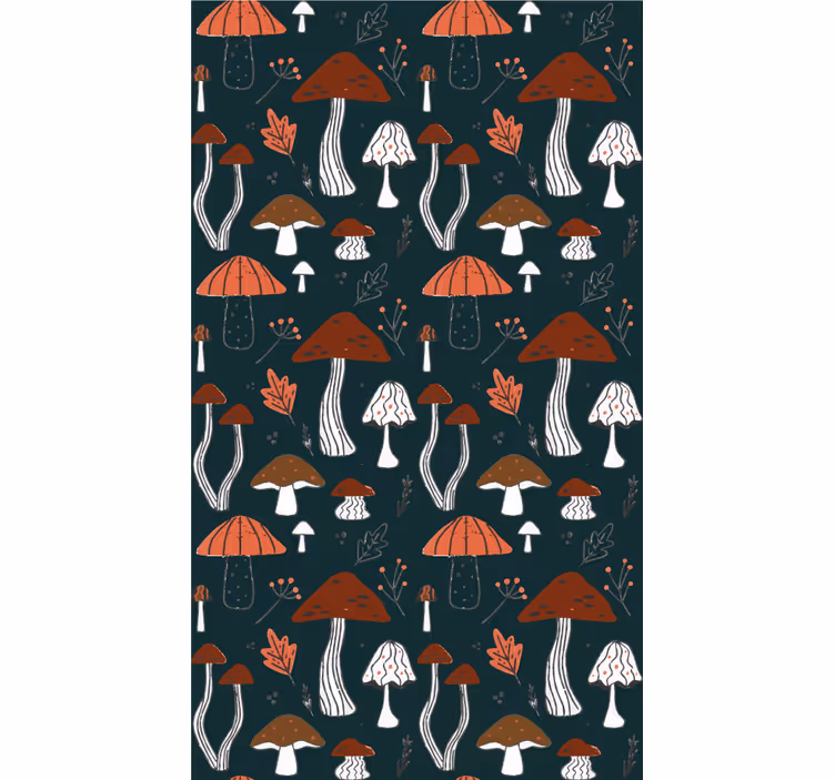Mushroom Motif Art flowers and plants roller blind - TenStickers