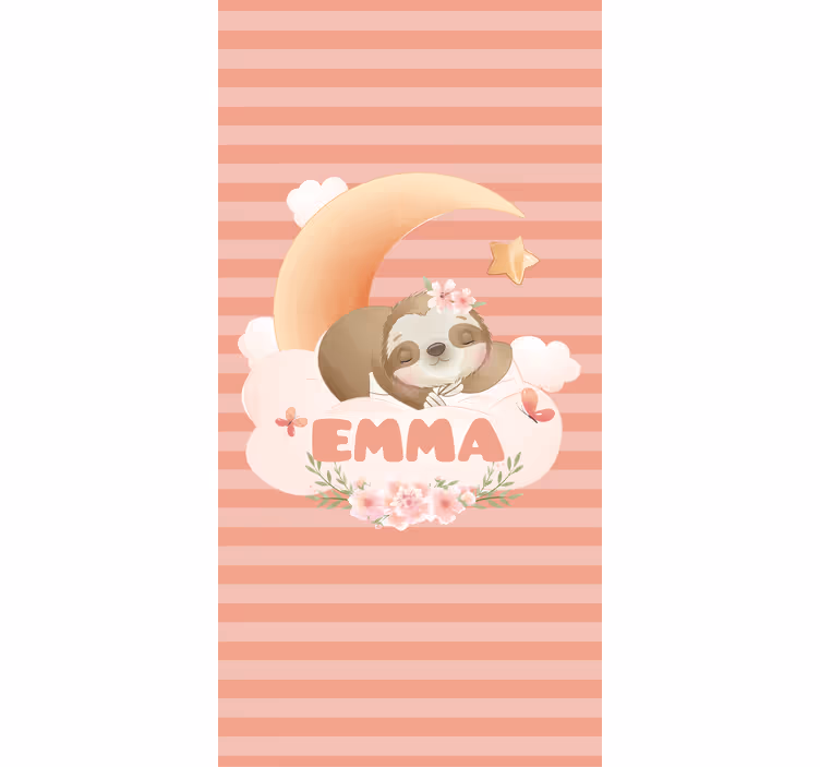 Name with sloth and moon children room roller blind - TenStickers