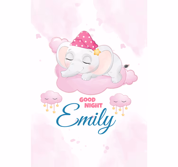 Sleeping elephant with name children room roller blind - TenStickers