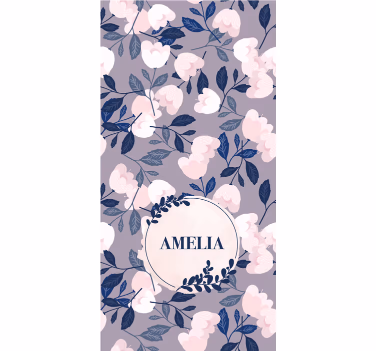 Purple floral design with name teenage bedroom roller blind - TenStickers