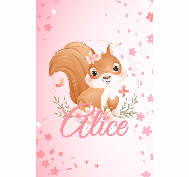 Squirrel with name children room roller blind - TenStickers