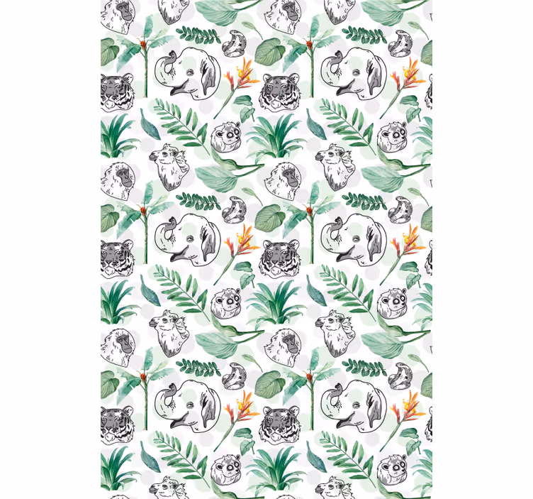 Green jungle animals children room roller blind - TenStickers