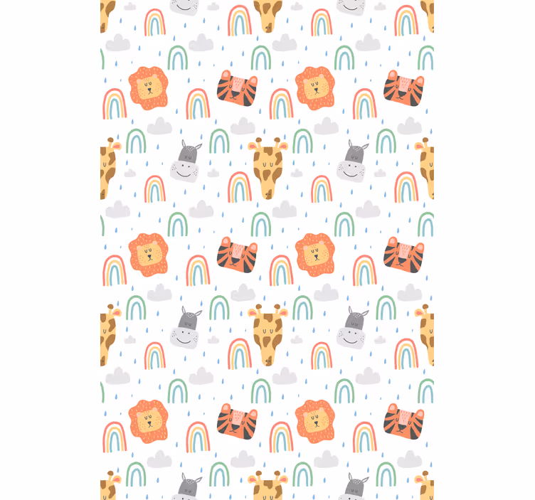 Wild animals with rainbows scandinavian roller blind - TenStickers