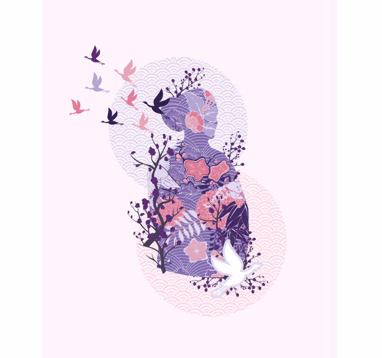 Floral Silhouette Art flowers and plants roller blind - TenStickers