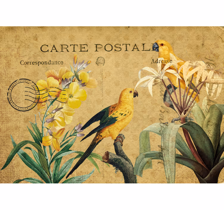 Vintage Bird Floral flowers and plants roller blind - TenStickers