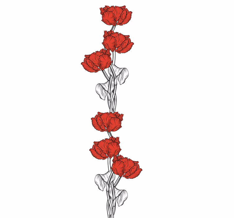 Elegant red blooms flowers and plants roller blind - TenStickers