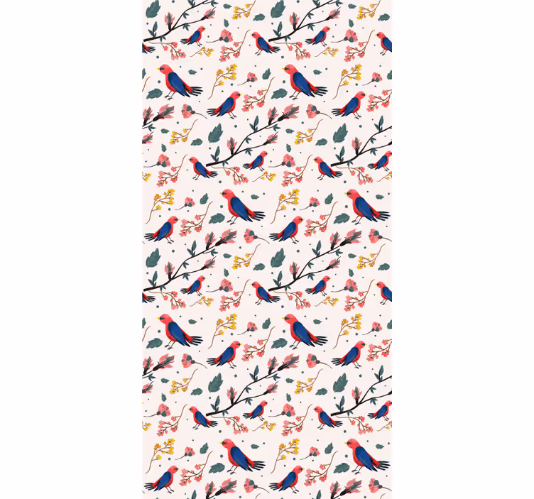 Vibrant Bird Patterns flowers and plants roller blind - TenStickers