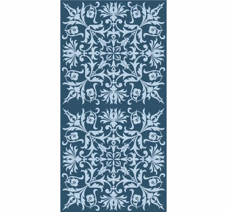 Flowers and plants roller blind in french provincial blue - TenStickers