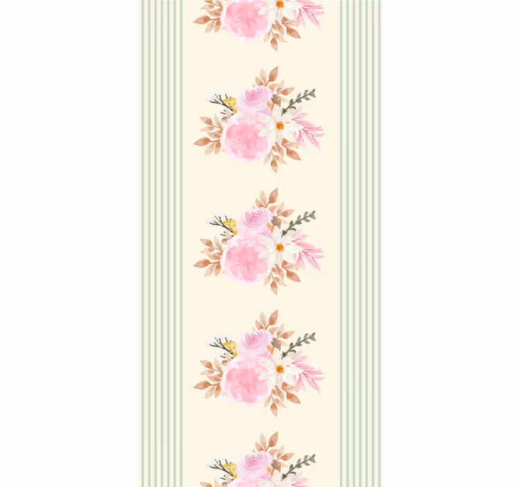 Flowers and plants roller blind in french provincial stripes - TenStickers