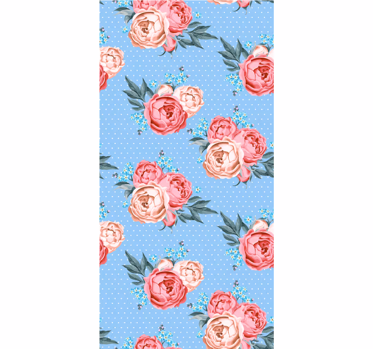 Blue blooming pink roses flower roller blind - TenStickers