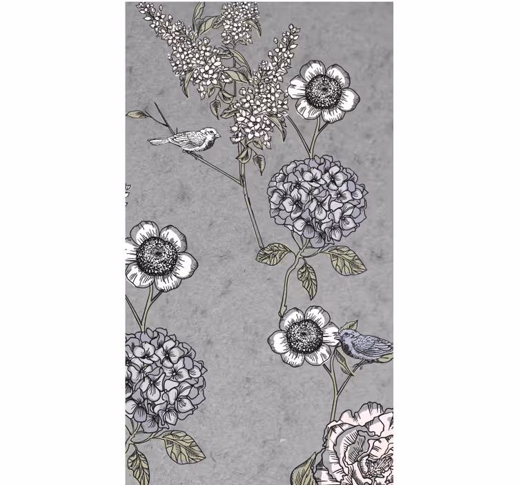 Grey gentle motif flowers and plants roller blind - TenStickers