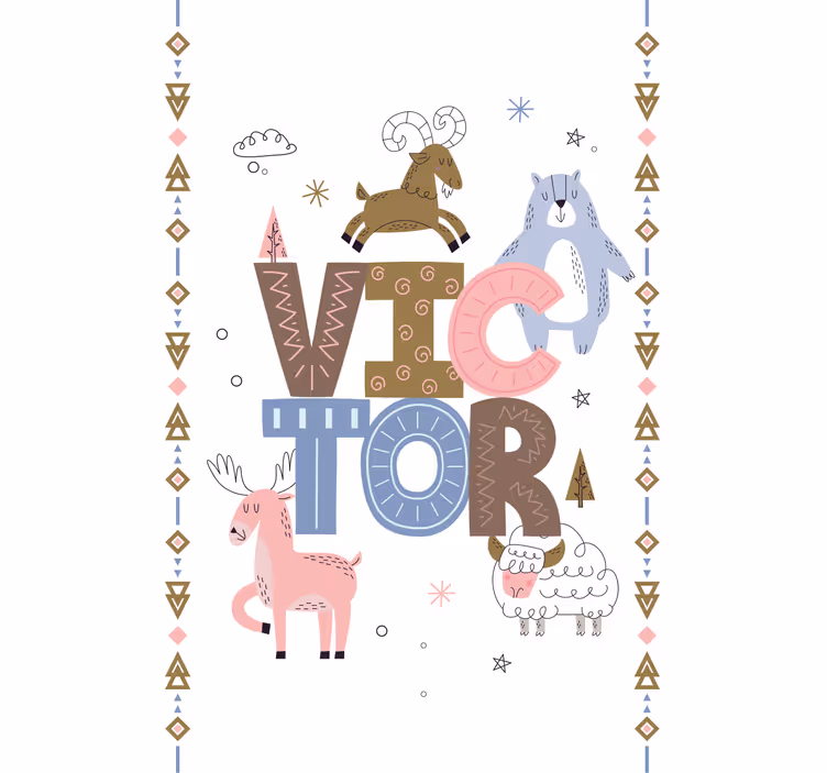 Polar kid animals with customisable name - TenStickers