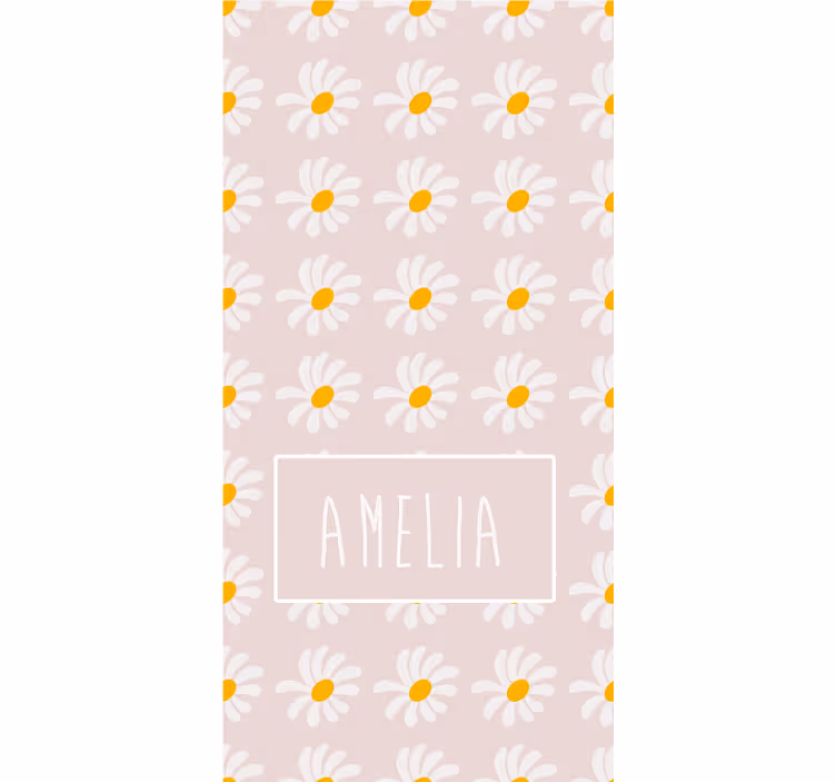 Daisy floral with name children room roller blind - TenStickers
