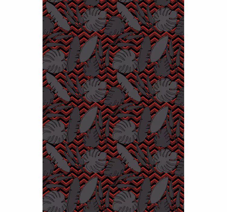 Tropical leaves over zigzag dining room roller blind - TenStickers