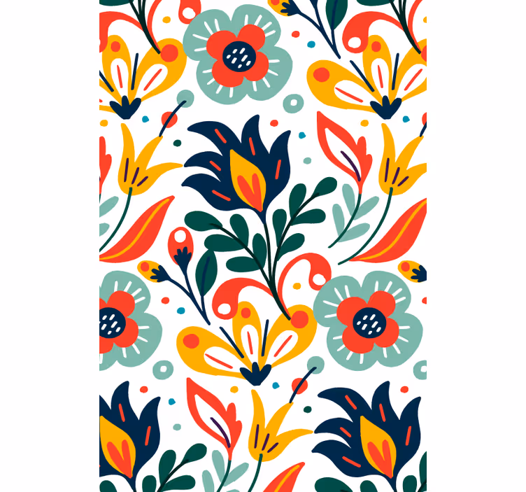 Botanical Motif Print flowers and plants roller blind - TenStickers
