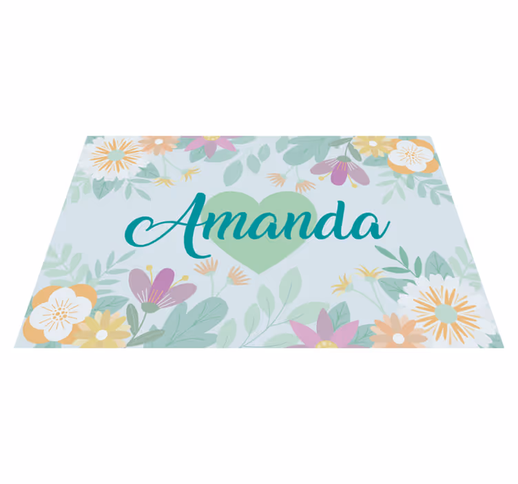 Heart and flowers Personalised placemats - TenStickers
