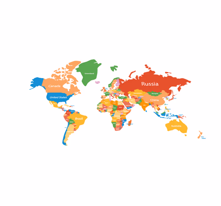 Colourful world map  original placemats - TenStickers