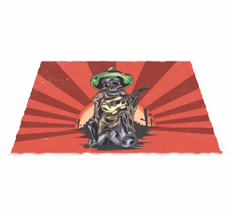 Halloween placemats skeleton mariachi player - TenStickers