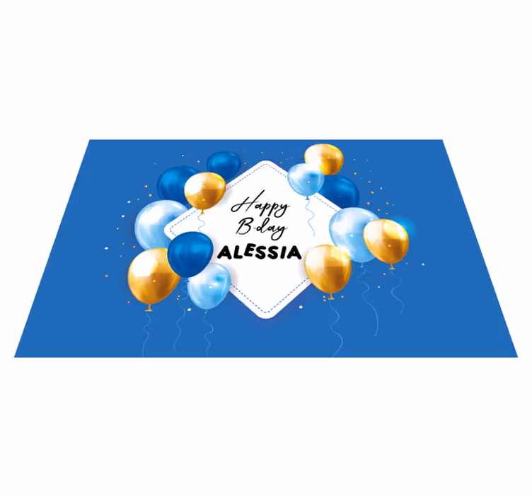 Balloons and papers party name placemats - TenStickers