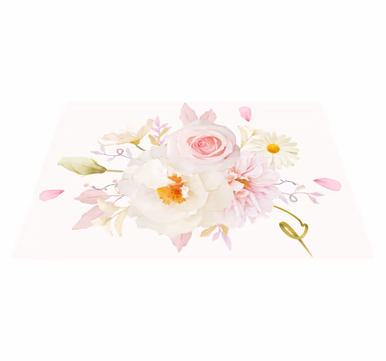 White pink flowers modern placemats - TenStickers