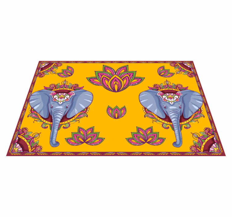 Indian art patterned elephant Vinyl placemats - TenStickers