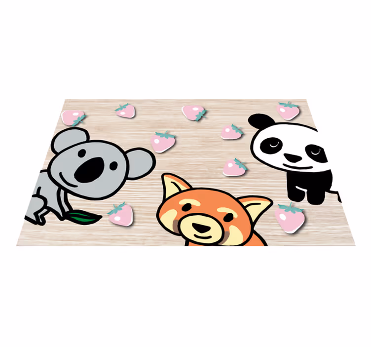 Happy panda friends hearts  children placemats - TenStickers