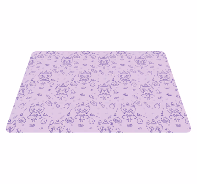Witch cat cartoon modern placemats - TenStickers