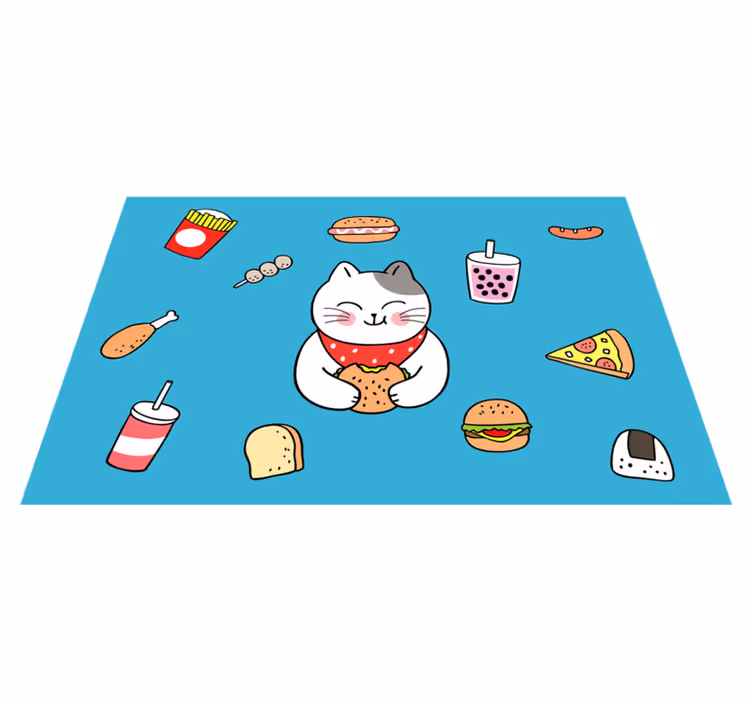 Lovely eating cat children placemats - TenStickers