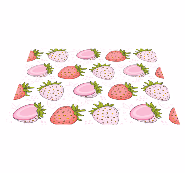 Cute pink red strawberries modern placemats - TenStickers