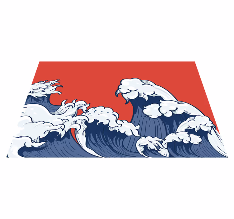 Red Kanagawa wave original placemats - TenStickers