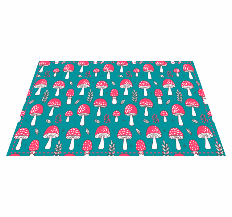Classical mushrooms on turquoise placemats - TenStickers