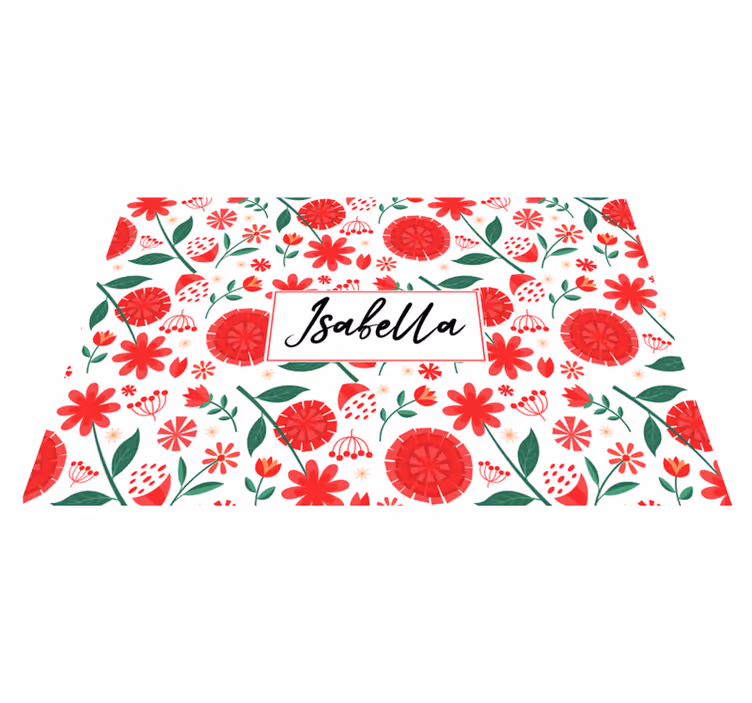 Personalisable placemats floral name design - TenStickers