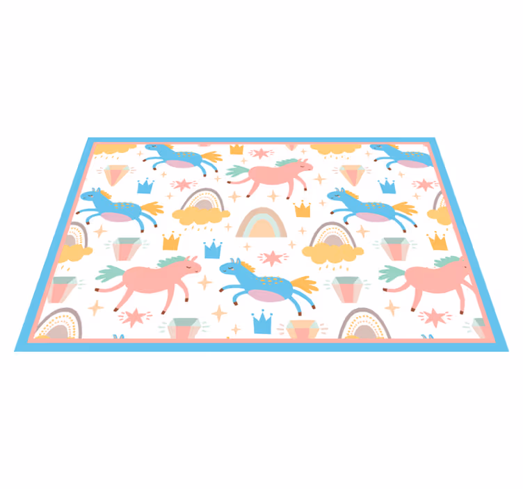 Children placemats colorful unicorns running - TenStickers