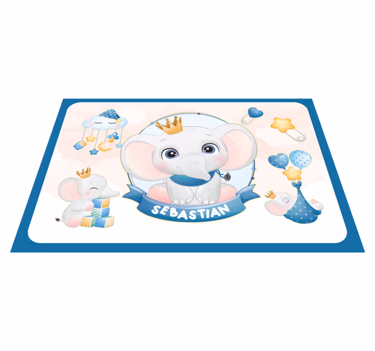 Children placemats cute elephant illustration - TenStickers