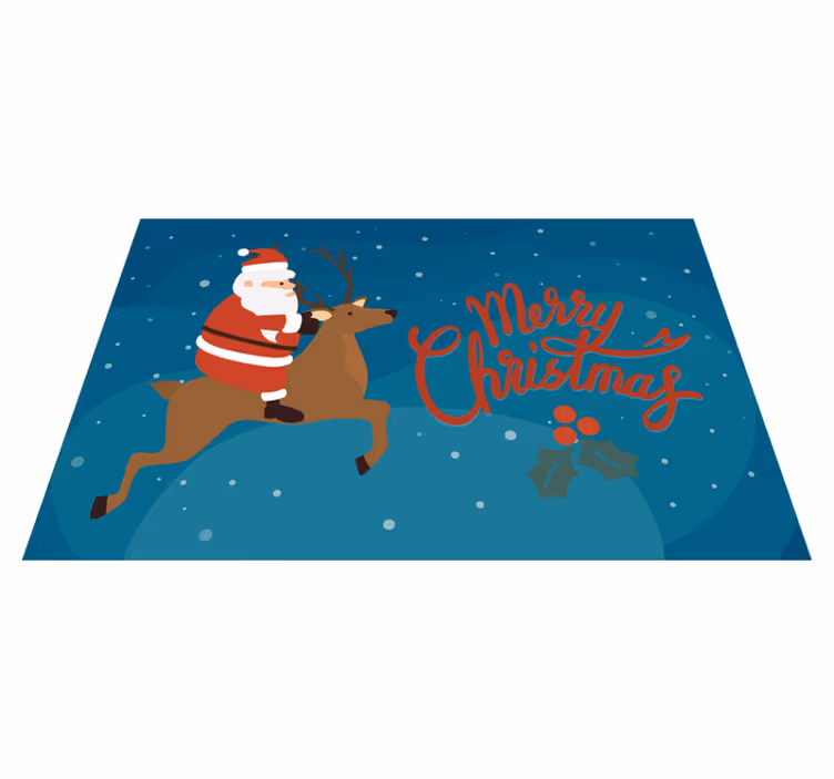 Christmas placemats santa on reindeer - TenStickers