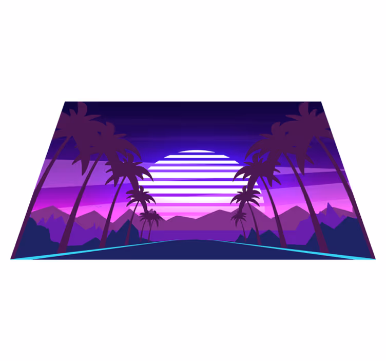 Modern placemats tropical sunset landscape - TenStickers