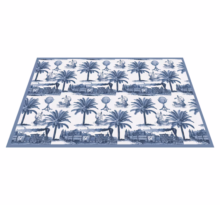 Modern placemats featuring nostalgic travel scenes - TenStickers