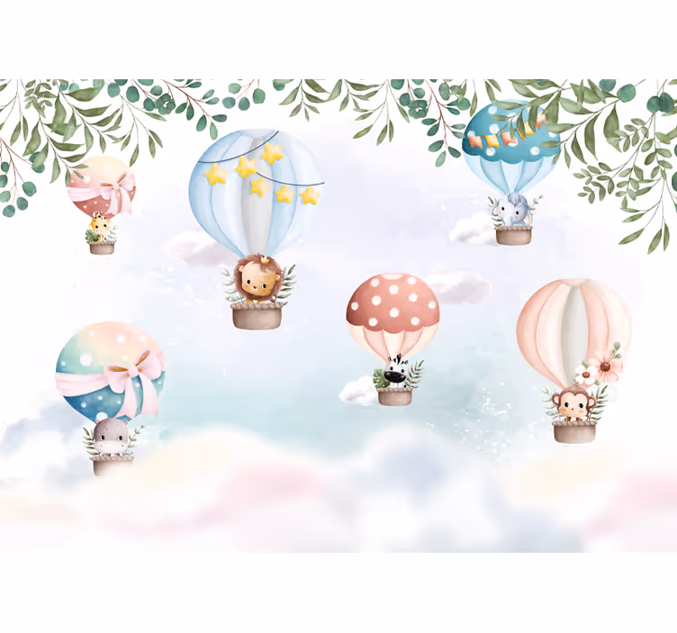 Air balloon animals nursery mural - TenStickers