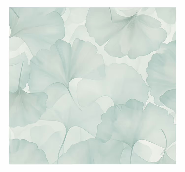 Green Ginko leaves mural for living room - TenStickers